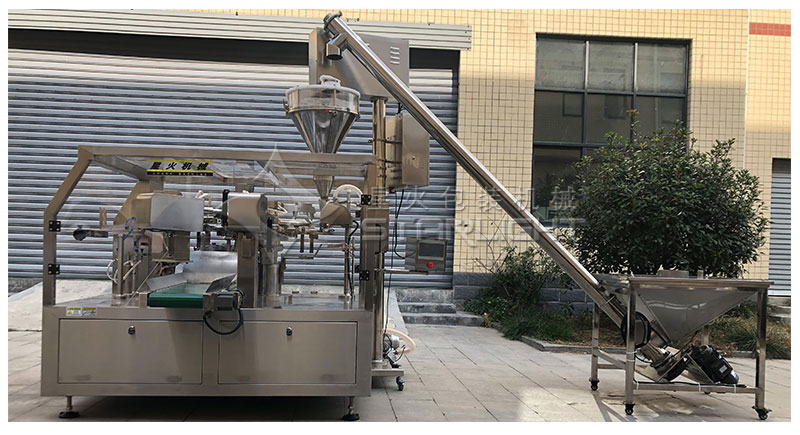 全自動(dòng)給袋式粉劑包裝生產(chǎn)線,自動(dòng)化給袋粉劑包裝設(shè)備